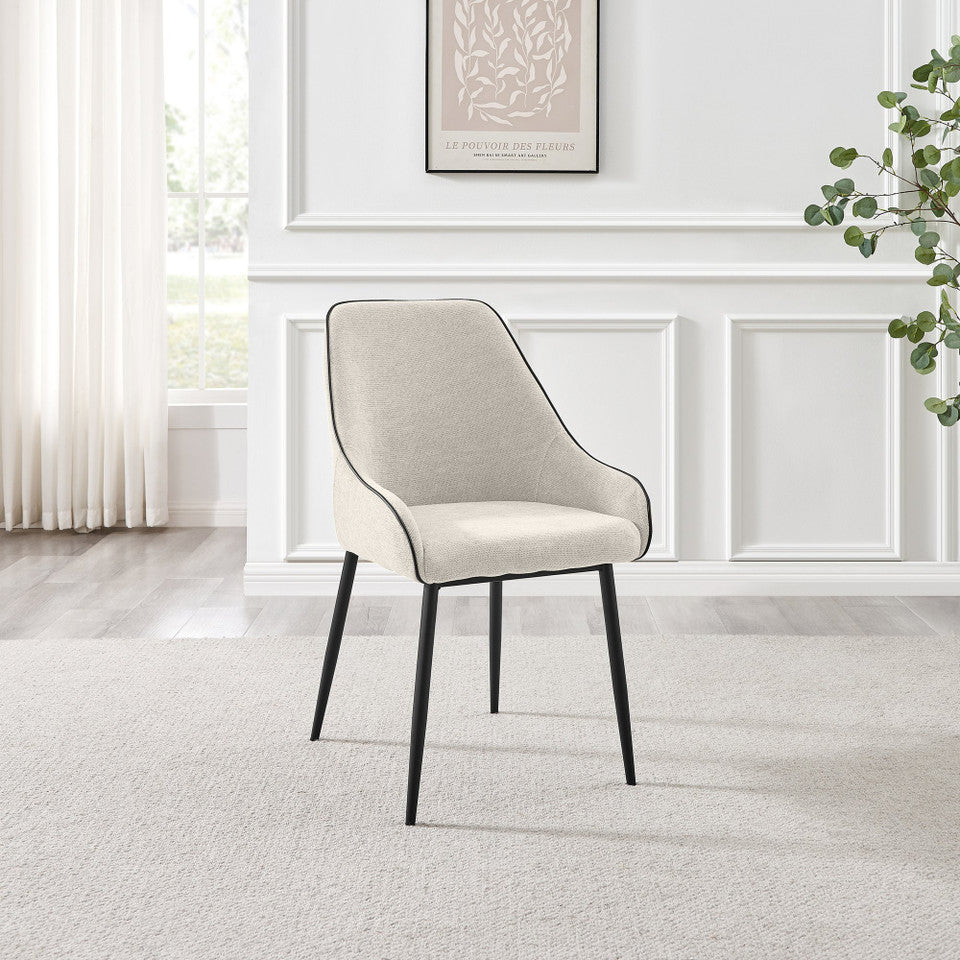 Leonardo Black Top Dining Table & 6 Beaumont Fabric Chairs