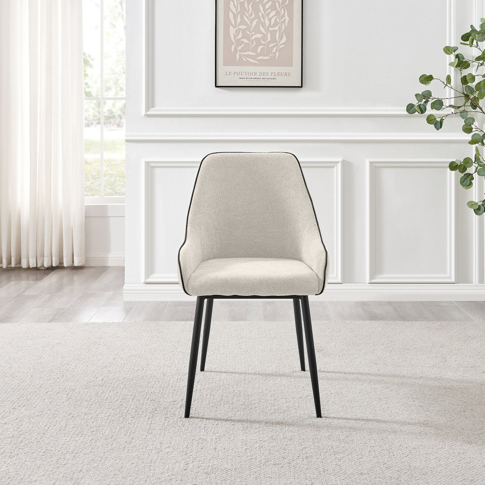 Leonardo Black Top Dining Table & 6 Beaumont Fabric Chairs