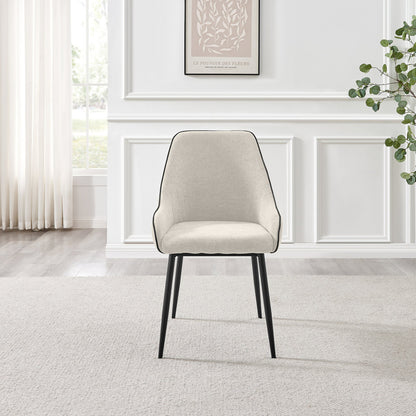 Leonardo Black Top Dining Table & 6 Beaumont Fabric Chairs