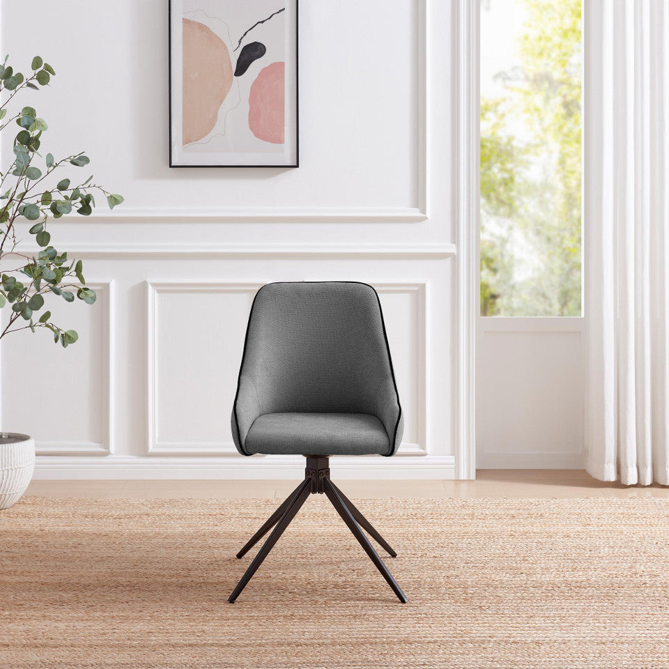 Penrose Black Round Dining Table & 4 Beaumont Fabric Swivel Chairs