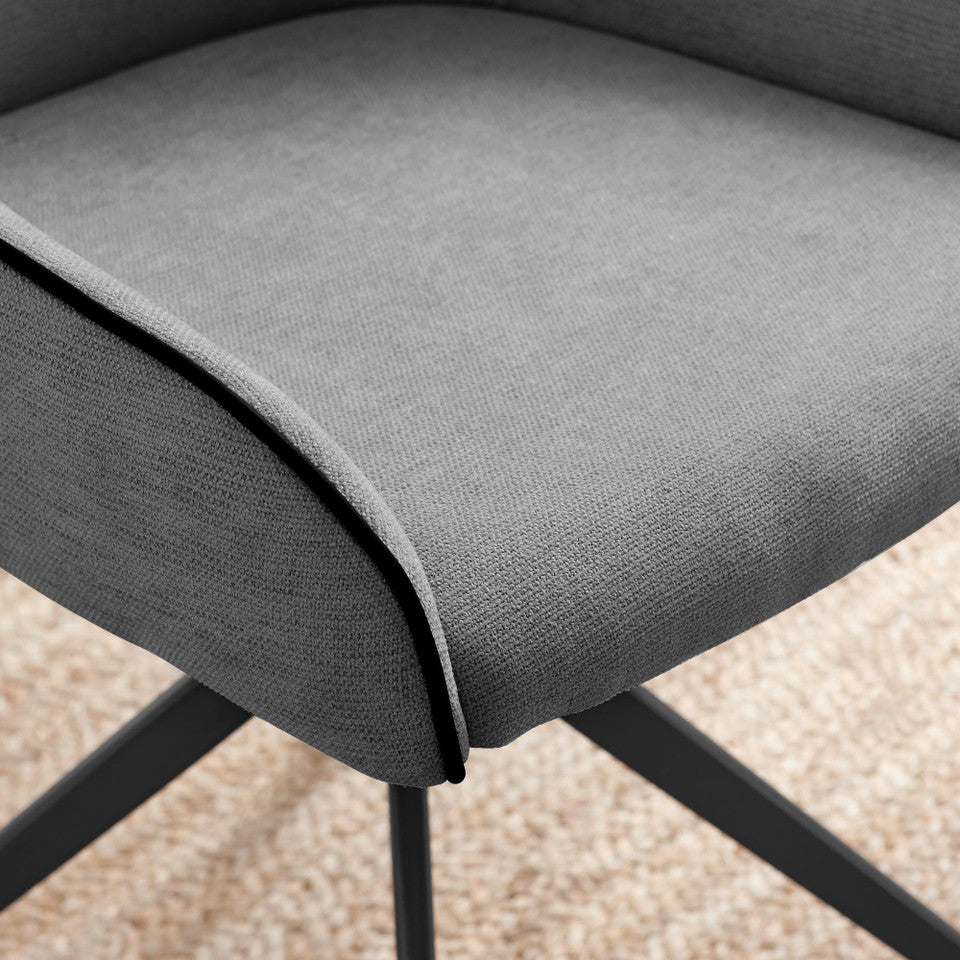 Penrose Black Round Dining Table & 4 Beaumont Fabric Swivel Chairs