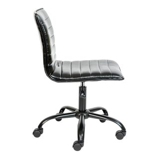 Black Faux Leather Low Back Designer Office Chair
