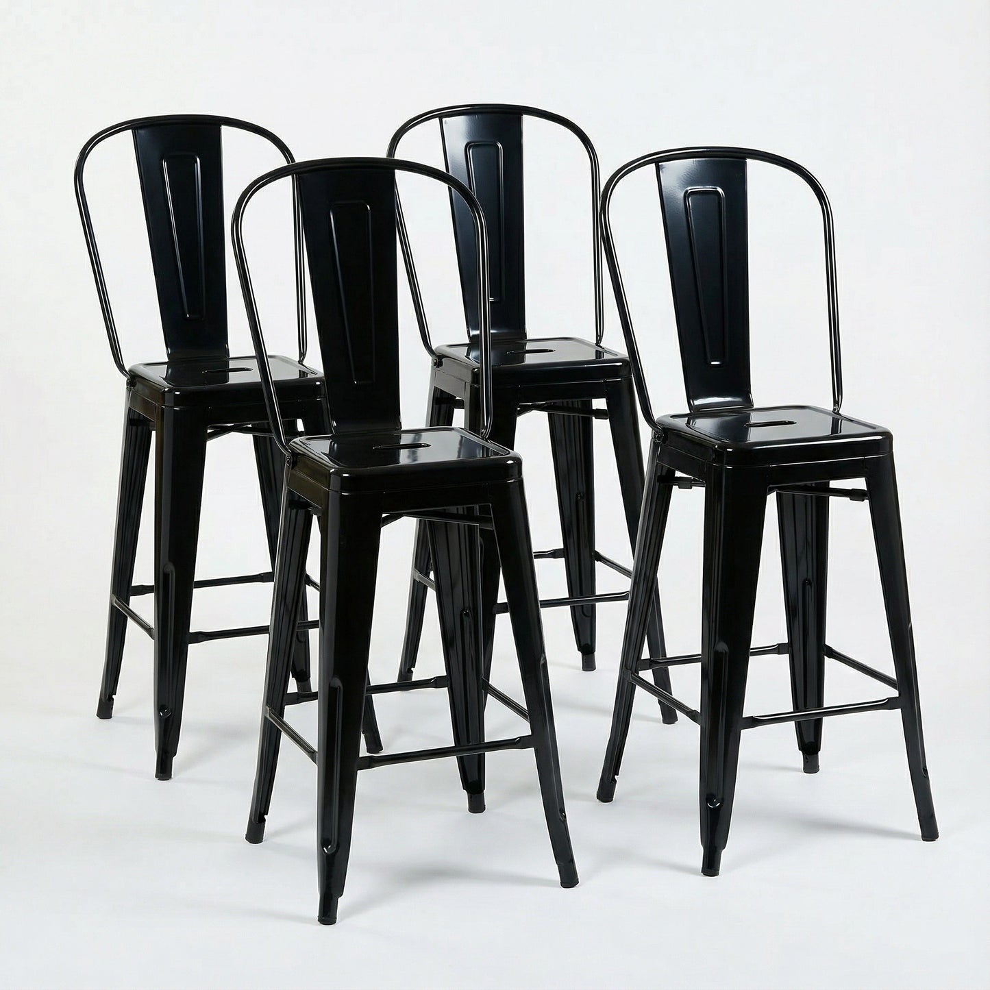Bistro Pack of 4 24" Black Bar Chairs – Durable and Stylish