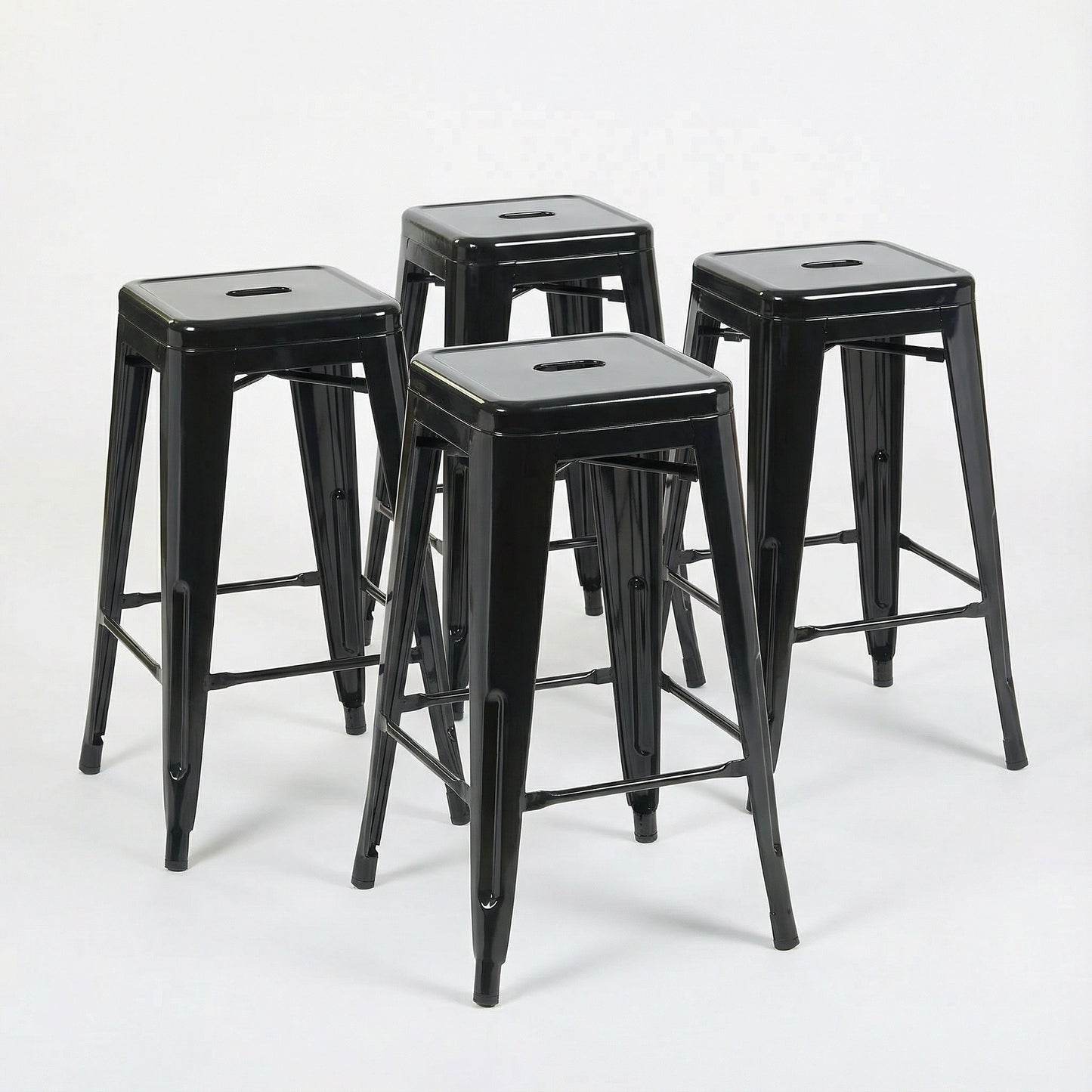 Bistro Pack of 4 Black 24" Countertop Stools – Modern Industrial