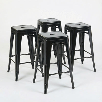 Bistro Pack of 4 Black 24" Countertop Stools – Modern Industrial