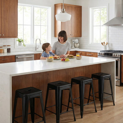 Bistro Pack of 4 Black 24" Countertop Stools – Modern Industrial