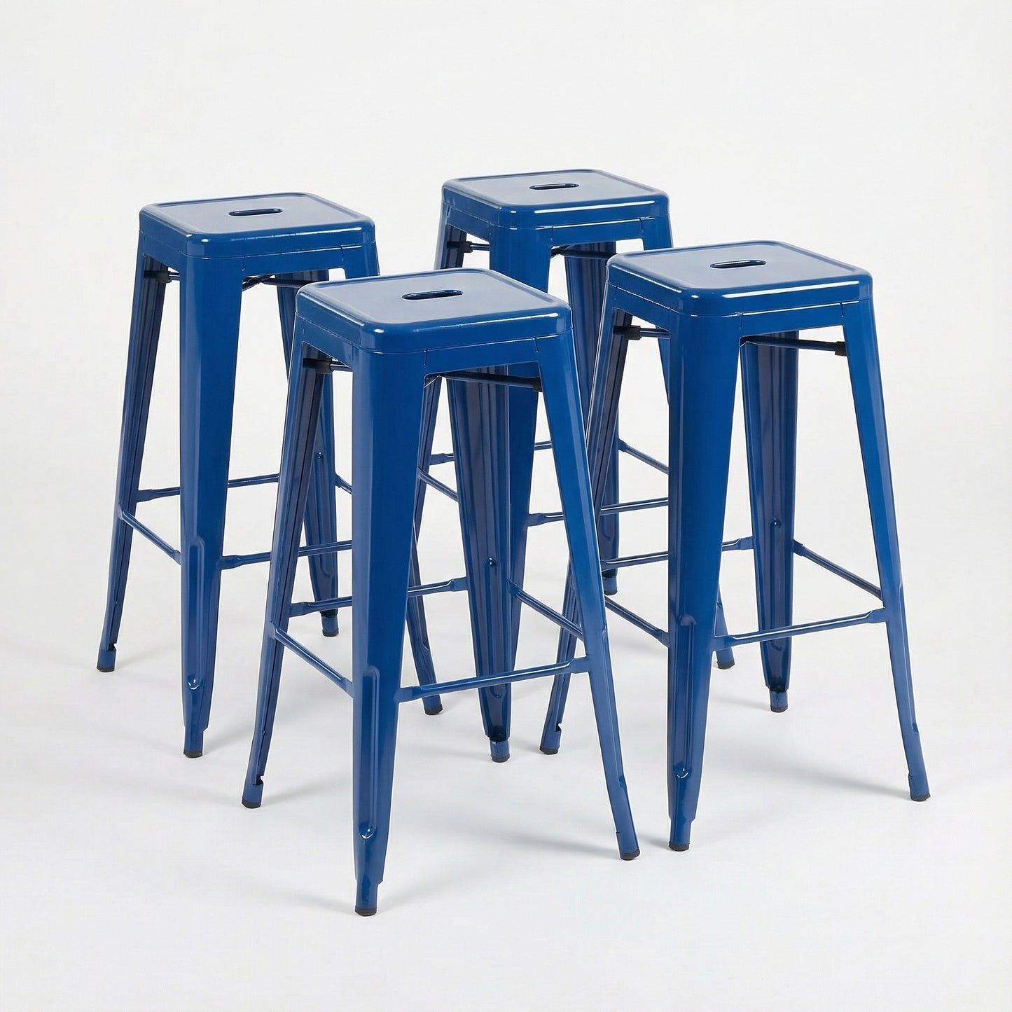 Bistro Pack of 4 30" Blue Bar Stools – Modern Industrial Design