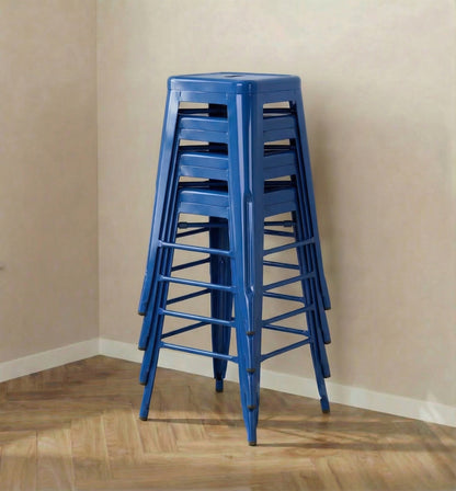 Bistro Pack of 4 30" Blue Bar Stools – Modern Industrial Design