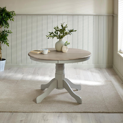 Bude Grey Round Wooden Dining Table & 4 Millford Chairs