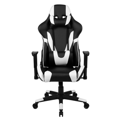 X20 Black & White Faux Leather Racer Style Gaming Office Chair