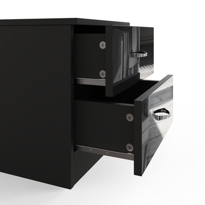 Pair of Chilton 2 Drawer Bedside Cabinets – Black Gloss Front
