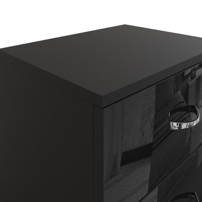 Pair of Chilton 2 Drawer Bedside Cabinets – Black Gloss Front