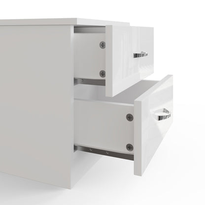 Chilton Pair of 2 Drawer Bedside Cabinets – White Gloss Front