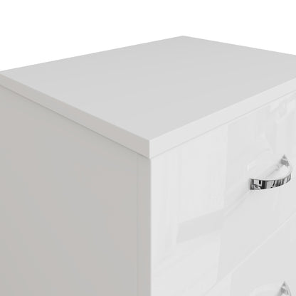 Chilton Pair of 2 Drawer Bedside Cabinets – White Gloss Front
