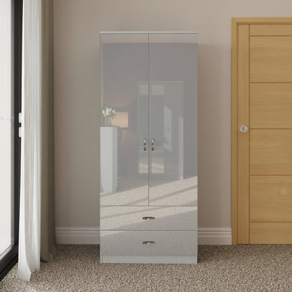 FWStyle Chilton 2 Door Wardrobe – Grey Gloss Front