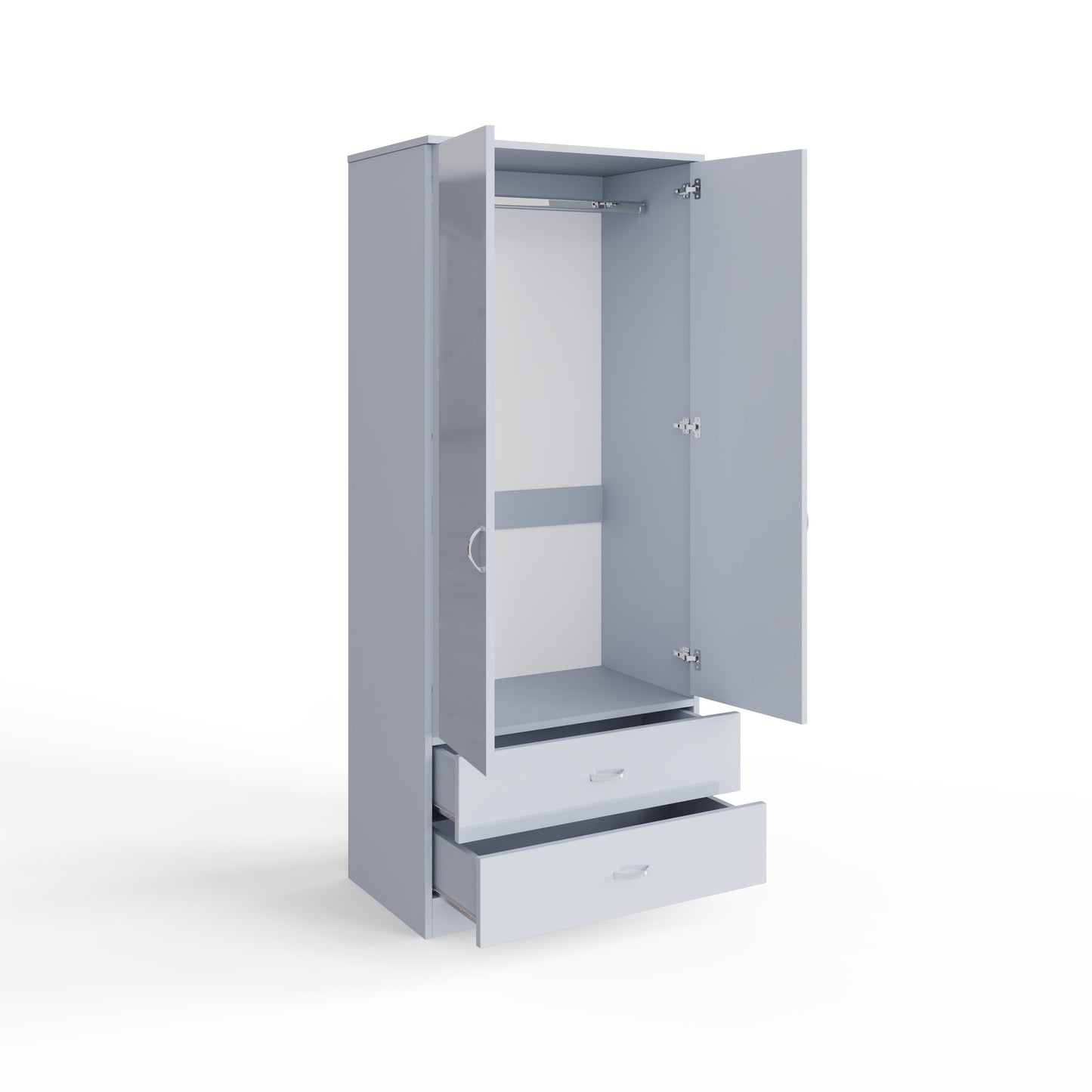 FWStyle Chilton 2 Door Wardrobe – Grey Gloss Front