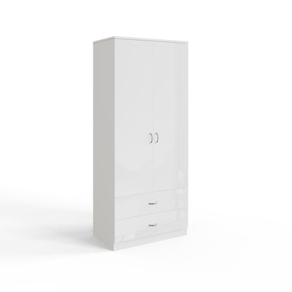 FWStyle Chilton 2 Door 2 Drawer Wardrobe – White Gloss Front