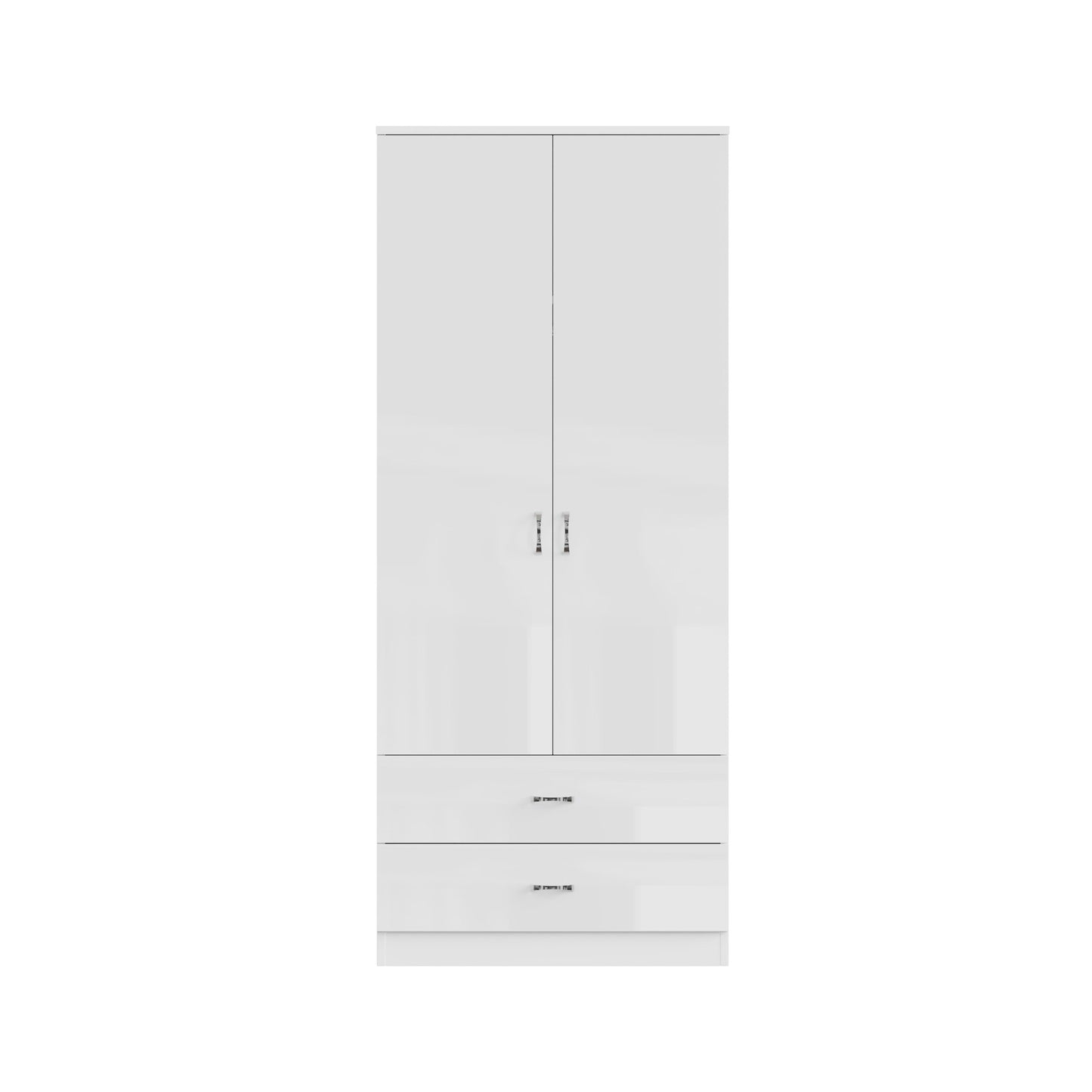 FWStyle Chilton 2 Door 2 Drawer Wardrobe – White Gloss Front