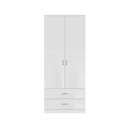 FWStyle Chilton 2 Door 2 Drawer Wardrobe – White Gloss Front