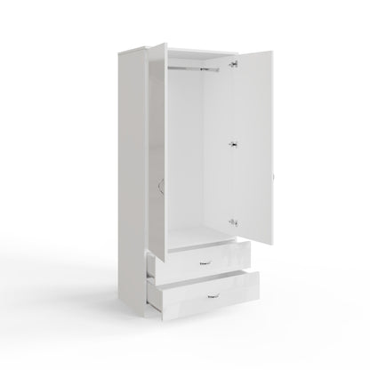 FWStyle Chilton 2 Door 2 Drawer Wardrobe – White Gloss Front