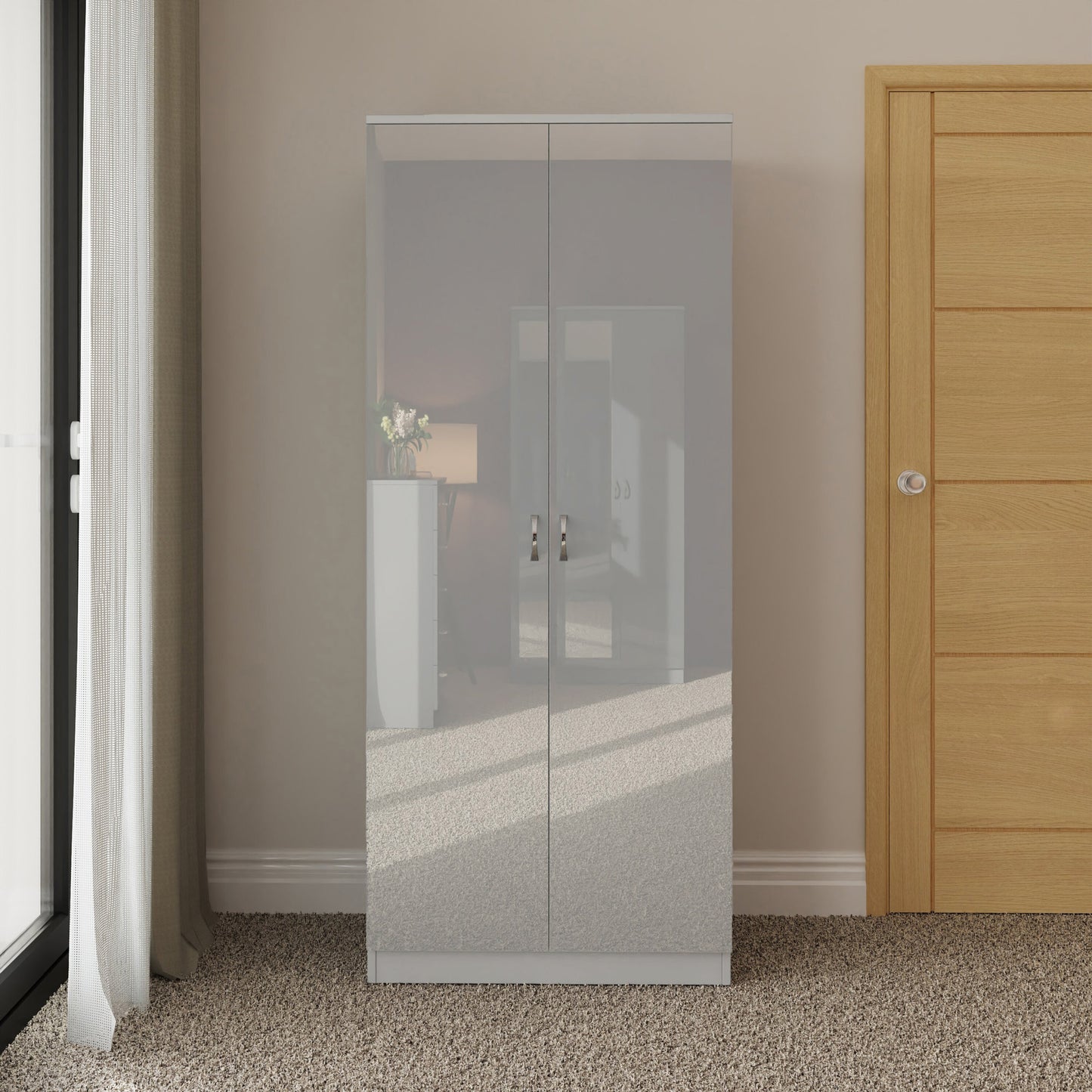 FWStyle Chilton 2 Door Wardrobe - Grey Gloss Front