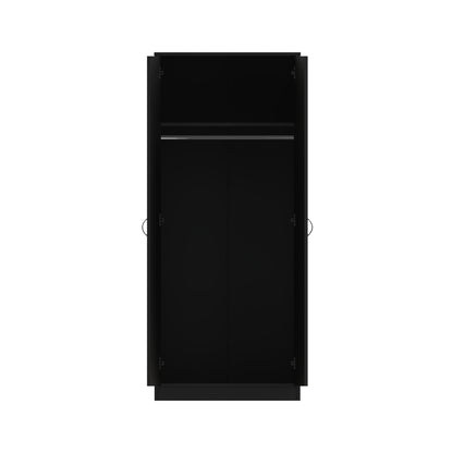 FWStyle Chilton 2 Door Wardrobe with Mirror – Black Gloss