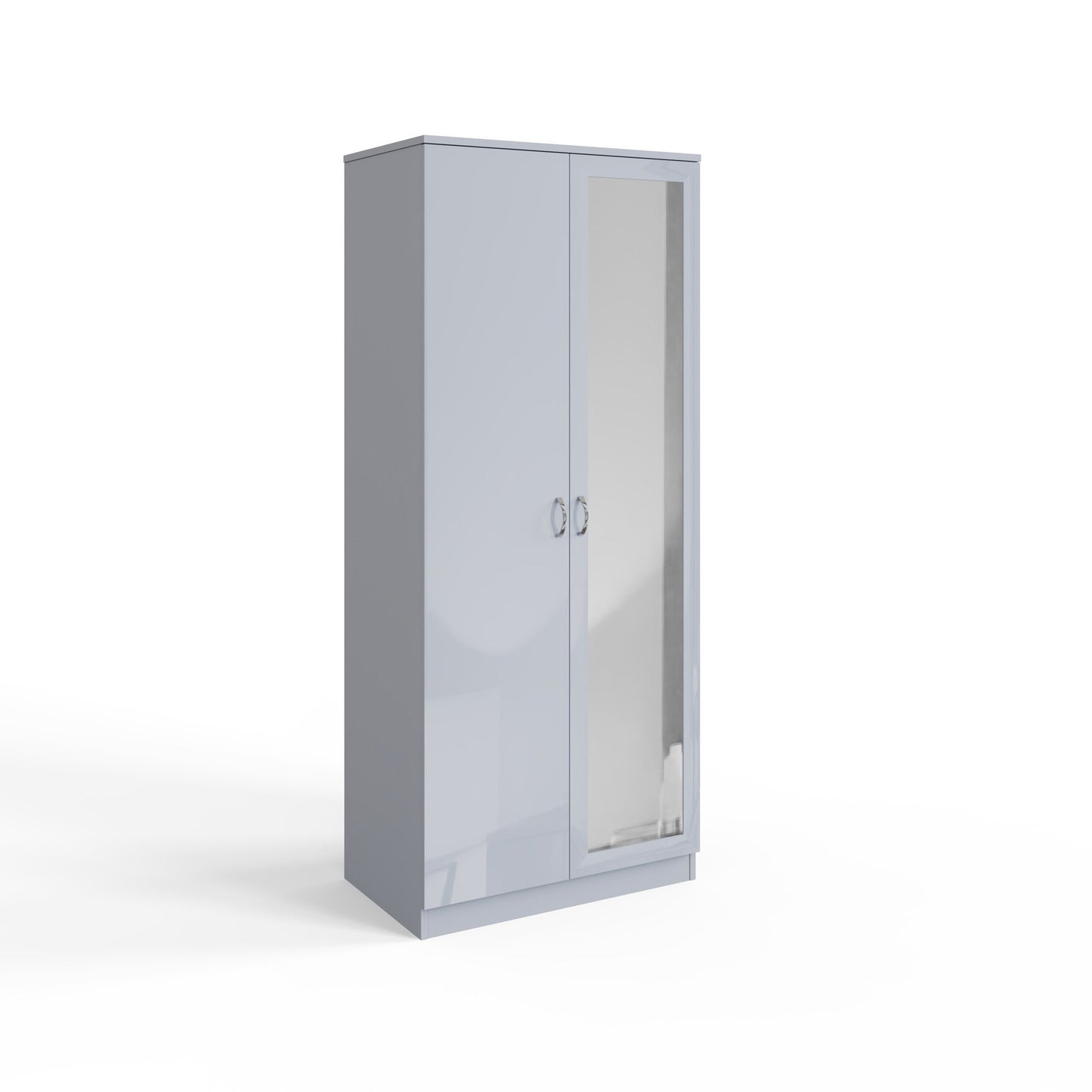 FWStyle Chilton 2 Door Wardrobe with Mirror – Grey Gloss