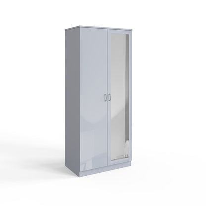 FWStyle Chilton 2 Door Wardrobe with Mirror – Grey Gloss