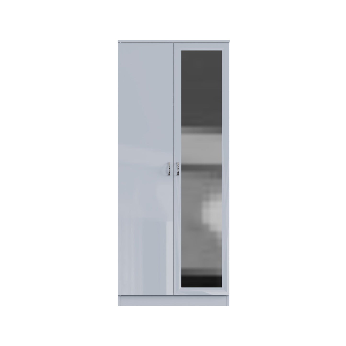 FWStyle Chilton 2 Door Wardrobe with Mirror – Grey Gloss