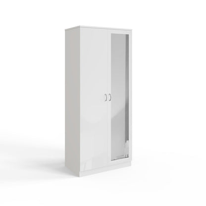 FWStyle Chilton 2 Door Wardrobe with Mirror – White Gloss