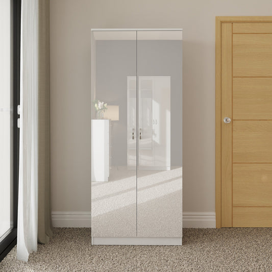 FWStyle Chilton 2 Door Wardrobe – White Gloss Front
