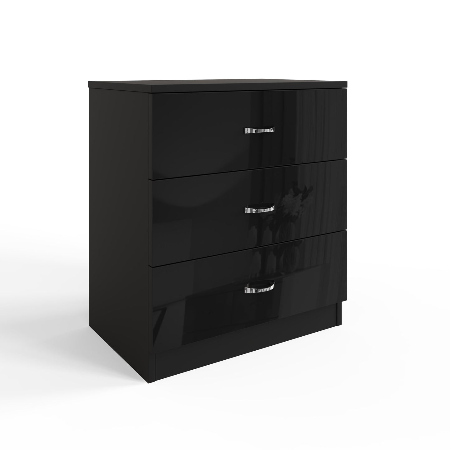 FWStyle Chilton 3-Drawer Chest – Black Gloss Front