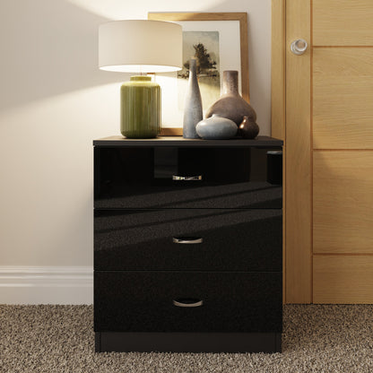 FWStyle Chilton 3-Drawer Chest – Black Gloss Front