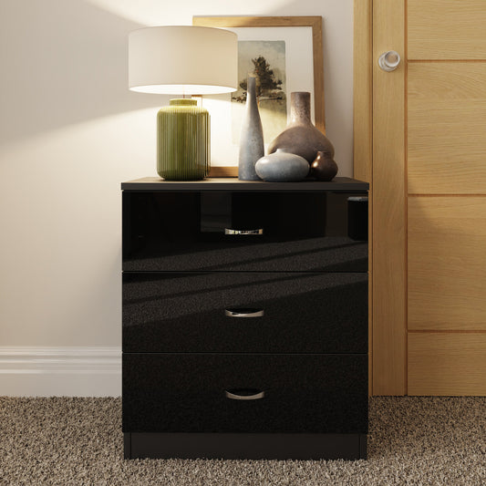 FWStyle Chilton 3-Drawer Chest – Black Gloss Front