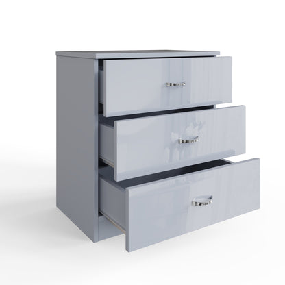 FWStyle Chilton 3-Drawer Chest – Grey Gloss Front