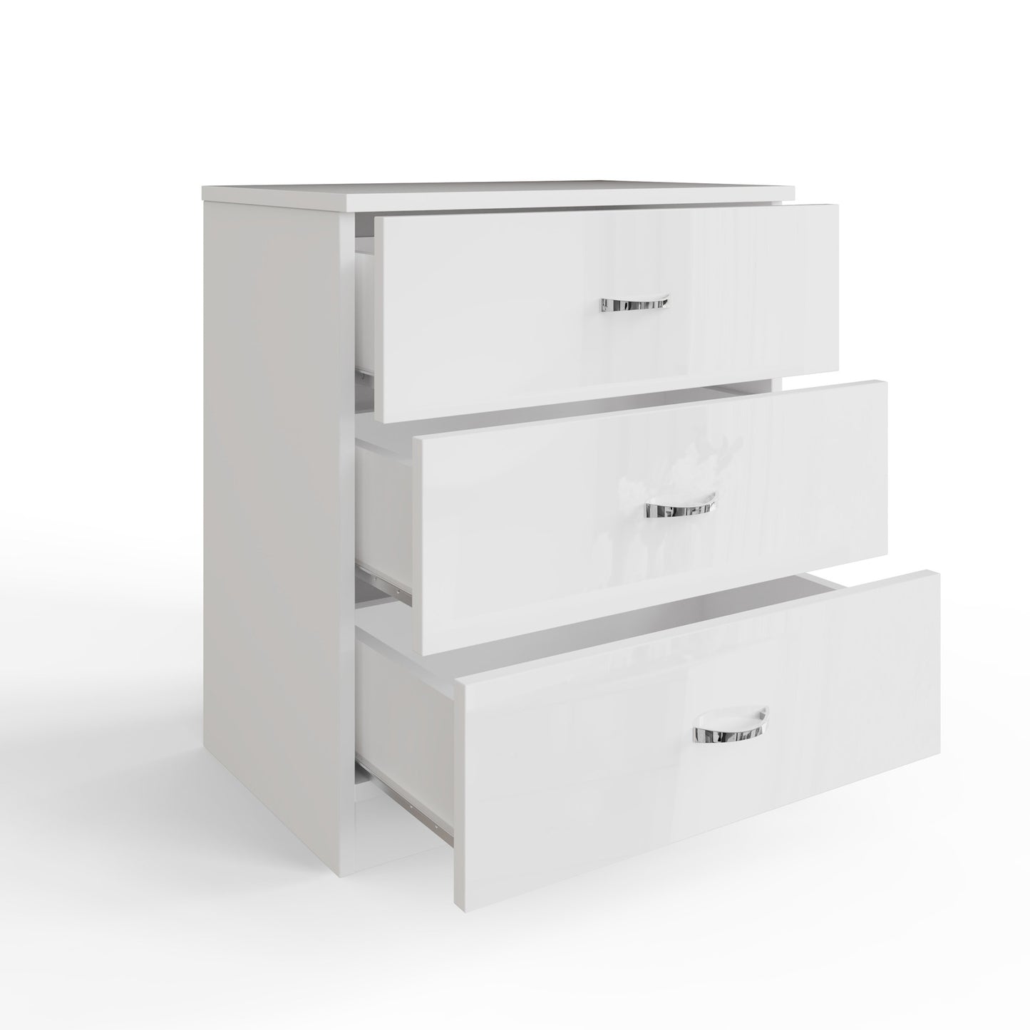 FWStyle Chilton 3-Drawer Chest – White Gloss Front