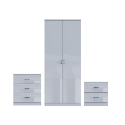 Chilton 3 Piece Bedroom Set – Grey Gloss