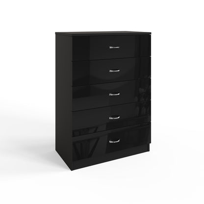 FWStyle Chilton 5-Drawer Chest – Black Gloss Front