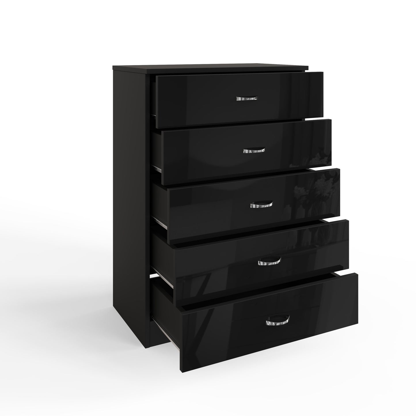 FWStyle Chilton 5-Drawer Chest – Black Gloss Front