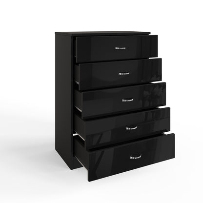 FWStyle Chilton 5-Drawer Chest – Black Gloss Front