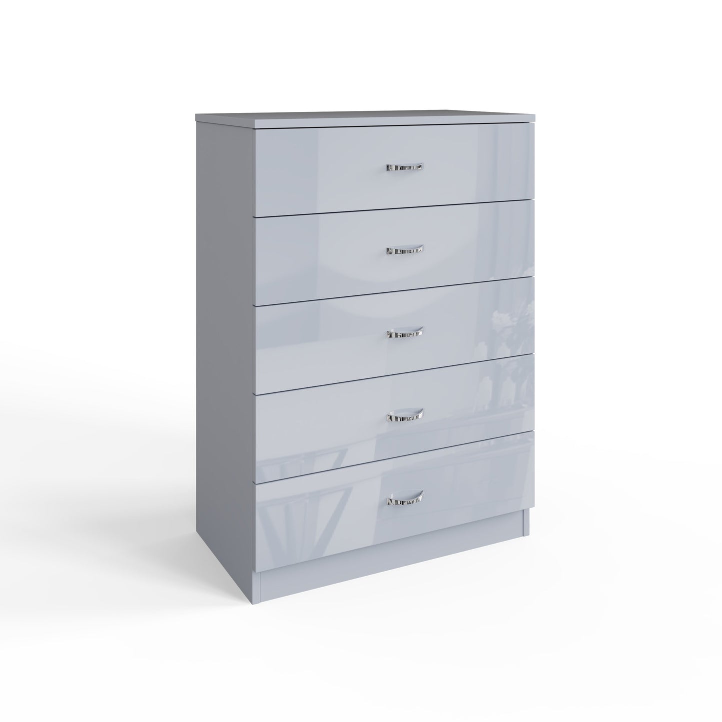 FWStyle Chilton 5-Drawer Chest – Grey Gloss Front
