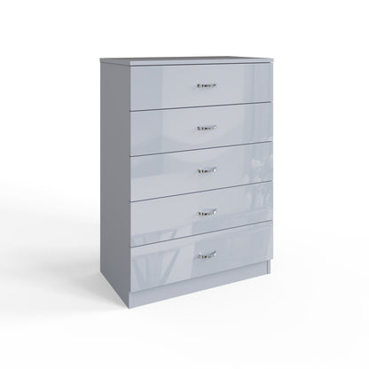 FWStyle Chilton 5-Drawer Chest – Grey Gloss Front