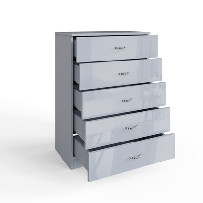 FWStyle Chilton 5-Drawer Chest – Grey Gloss Front