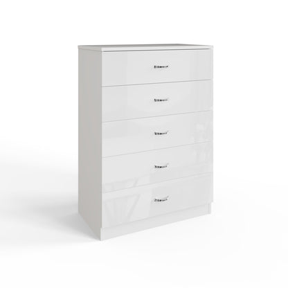 FWStyle Chilton 5-Drawer Chest – White Gloss Front