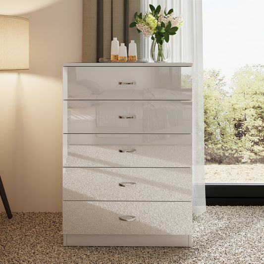 FWStyle Chilton 5-Drawer Chest – White Gloss Front
