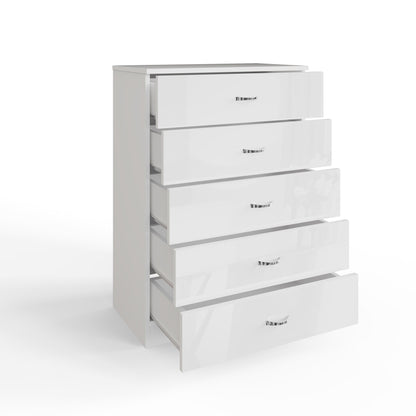 FWStyle Chilton 5-Drawer Chest – White Gloss Front