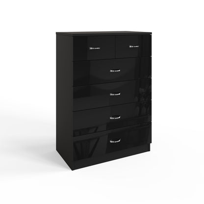 FWStyle Chilton 6-Drawer Chest – Black Gloss Front
