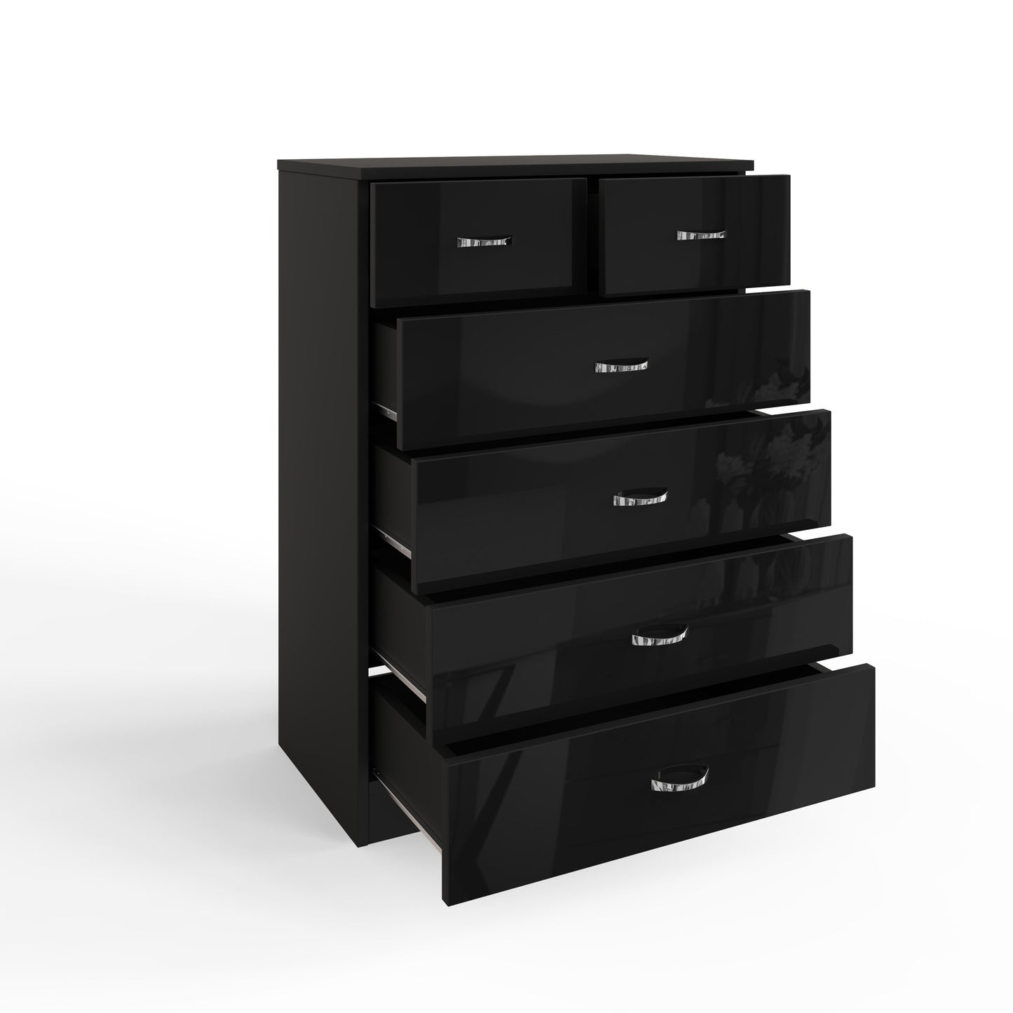 FWStyle Chilton 6-Drawer Chest – Black Gloss Front