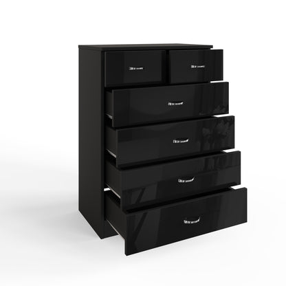 FWStyle Chilton 6-Drawer Chest – Black Gloss Front