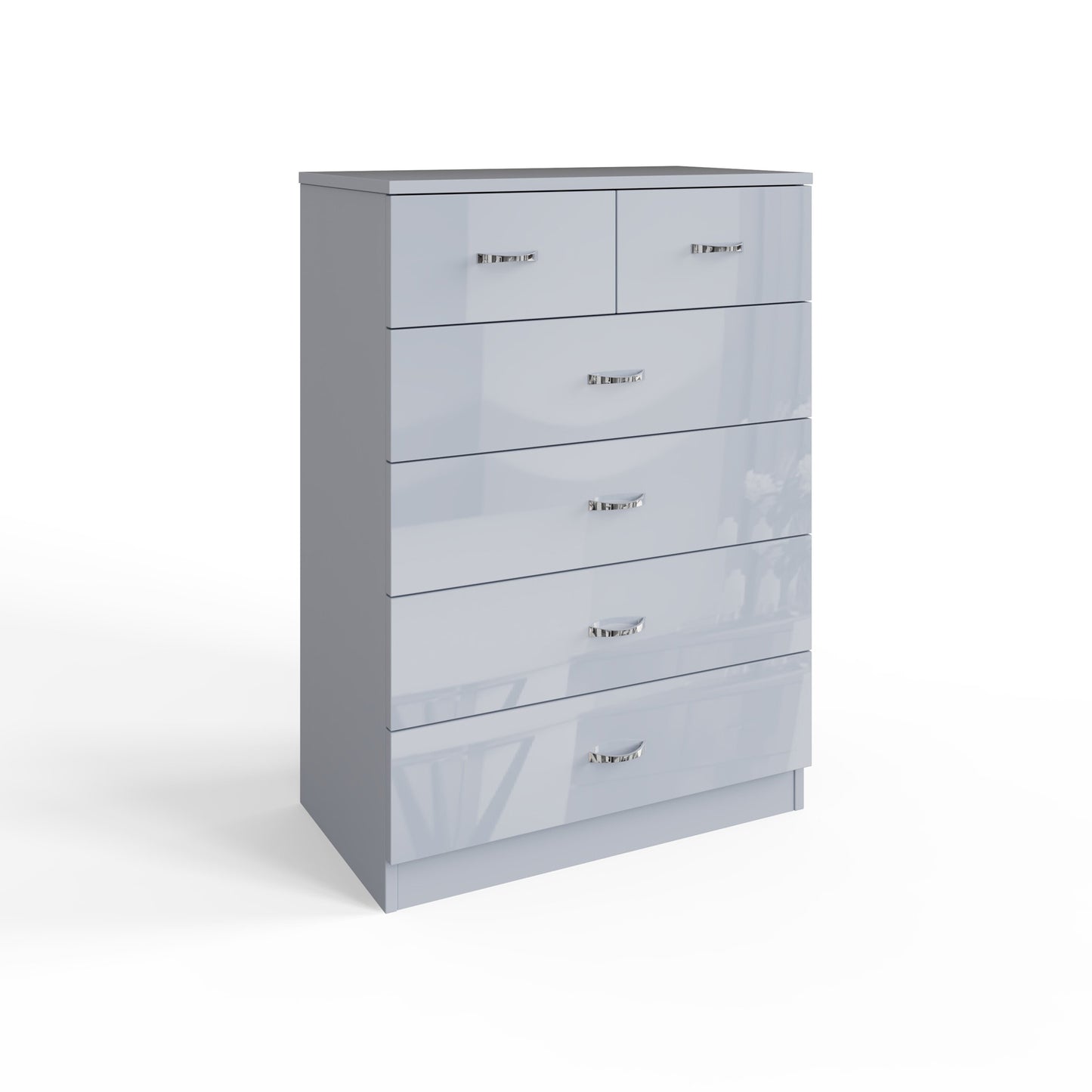 FWStyle Chilton 6-Drawer Chest – Grey Gloss Front